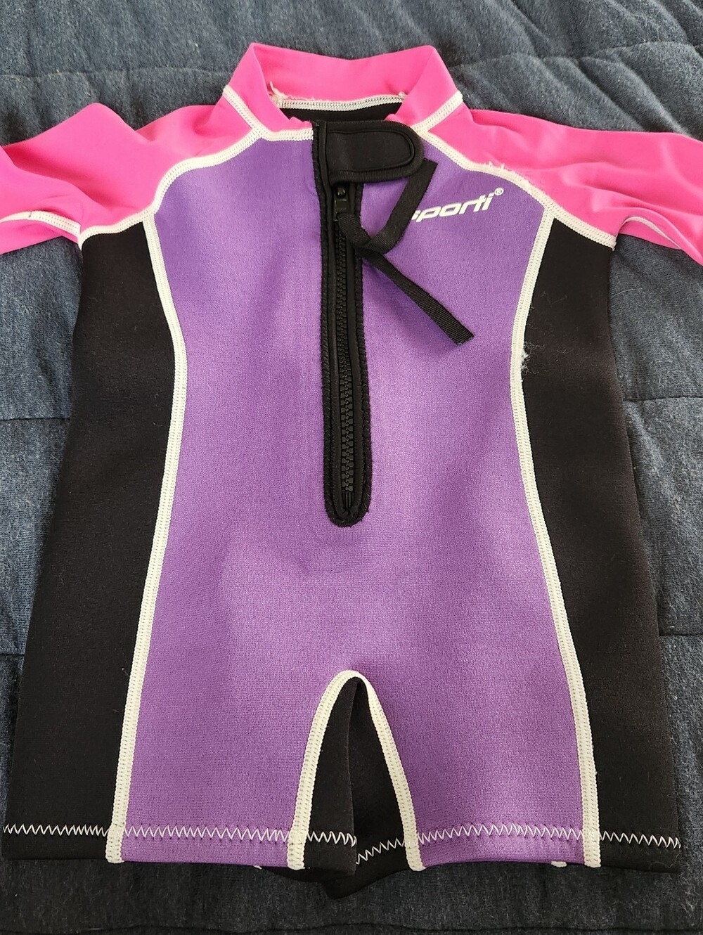 Kids Purple & Pink Short Sleeve Wetsuit with Front Zip